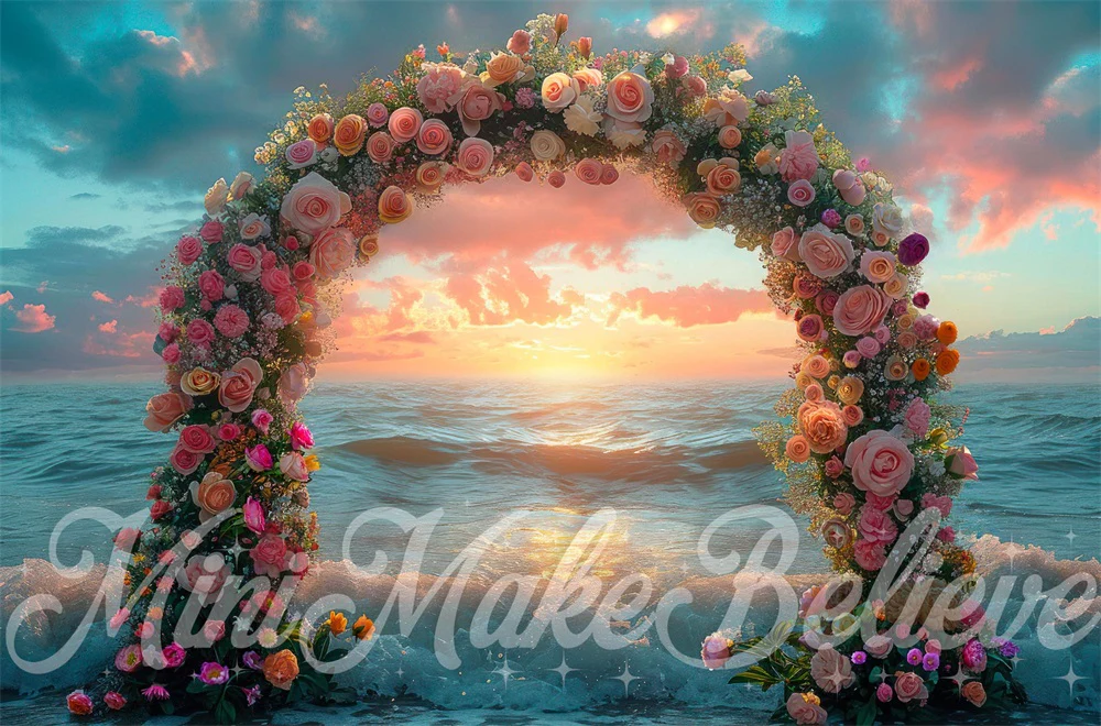 Kate Sunset Flower Arch Ocean Backdrop Designed by Mini MakeBelieve - Image 4