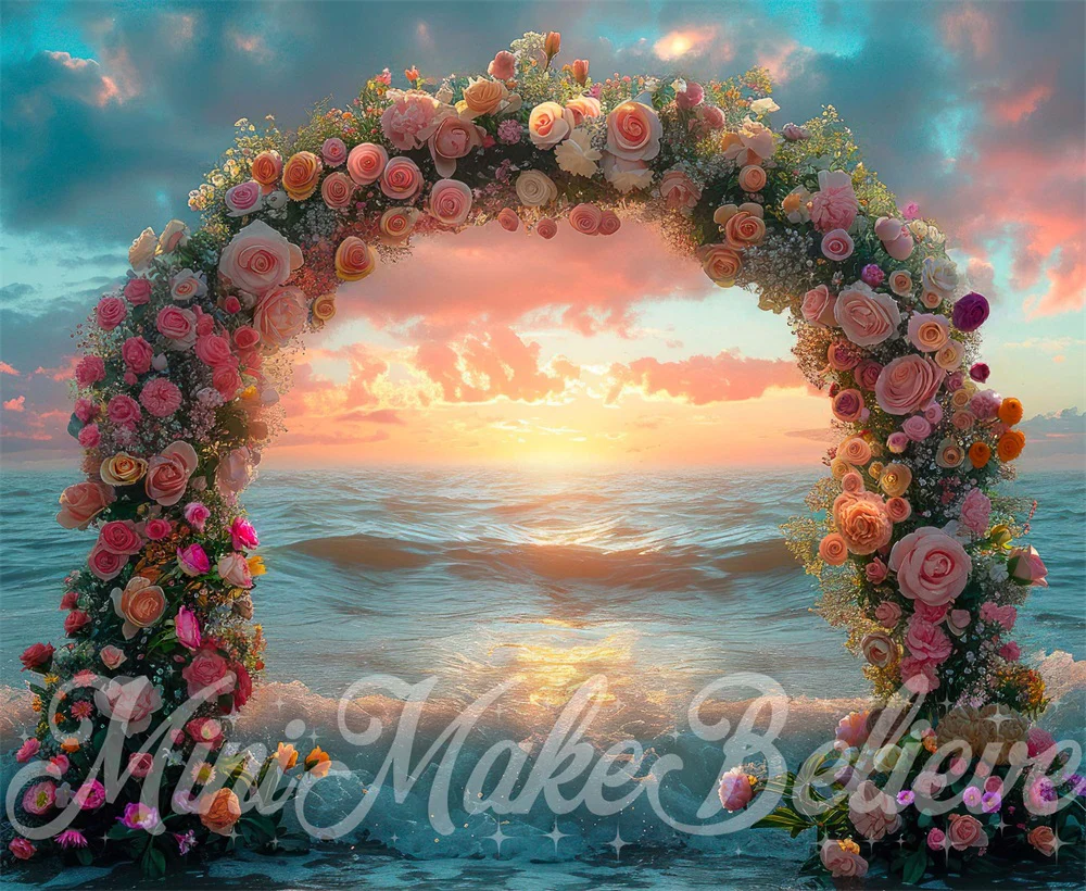 Kate Sunset Flower Arch Ocean Backdrop Designed by Mini MakeBelieve - Image 5
