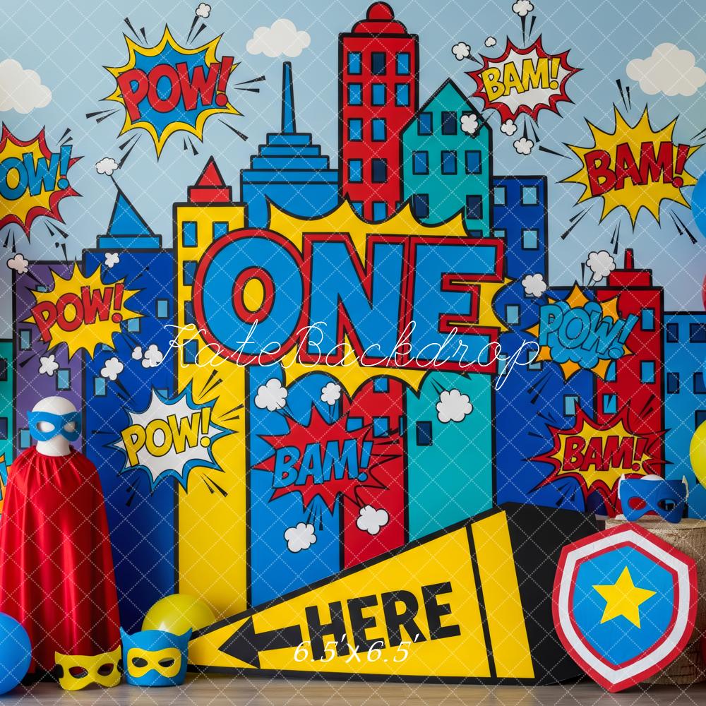 Kate Children Superhero Comic City Pow Backdrop Designed by Patty Robert - Image 2