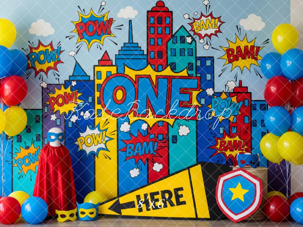 Kate Children Superhero Comic City Pow Backdrop Designed by Patty Robert - Image 3