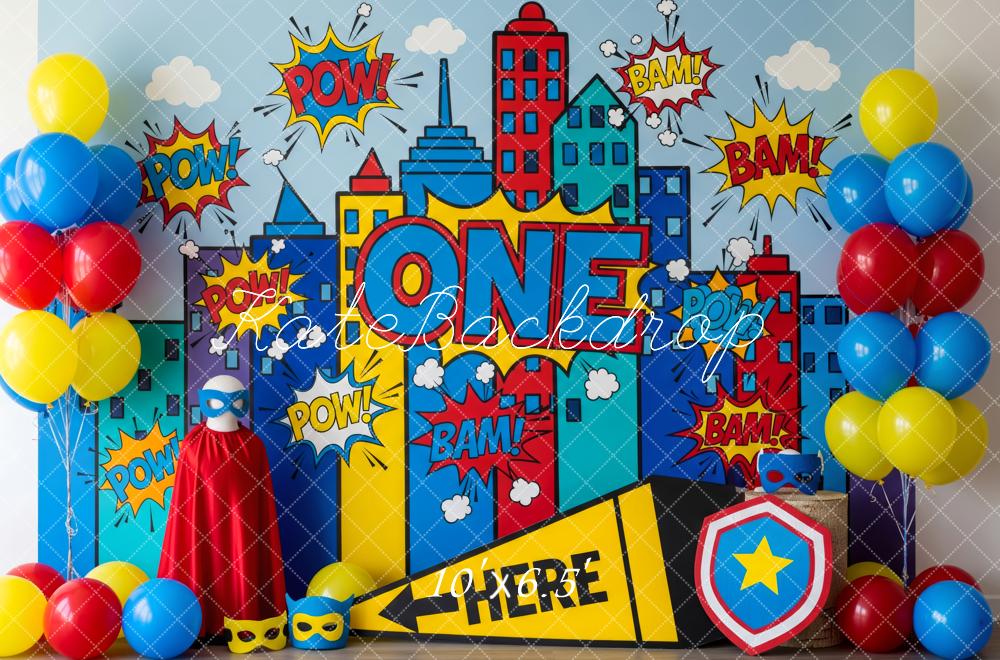 Kate Children Superhero Comic City Pow Backdrop Designed by Patty Robert - Image 4