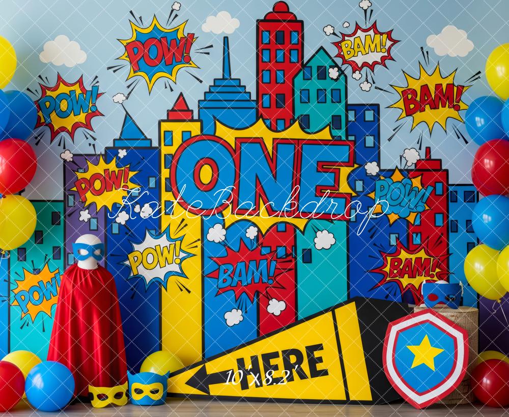 Kate Children Superhero Comic City Pow Backdrop Designed by Patty Robert - Image 6