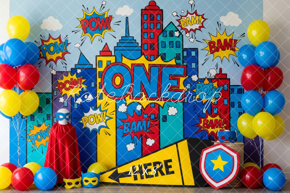 Kate Children Superhero Comic City Pow Backdrop Designed by Patty Robert - Image 8
