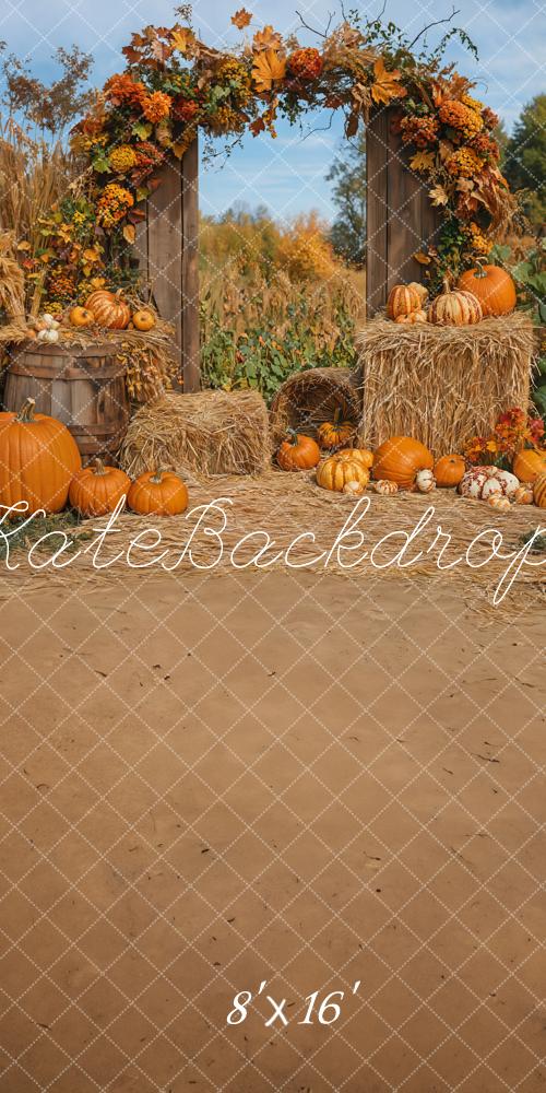 Kate Sweep Autumn Pumpkin Harvest Arch Hay Backdrop Designed by Emetselch - Image 3