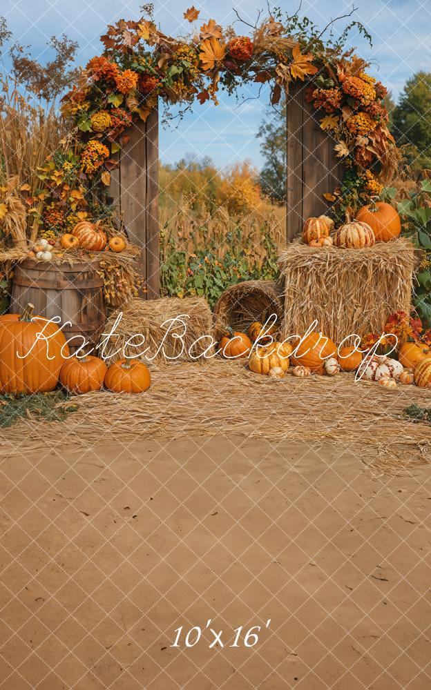 Kate Sweep Autumn Pumpkin Harvest Arch Hay Backdrop Designed by Emetselch - Image 4