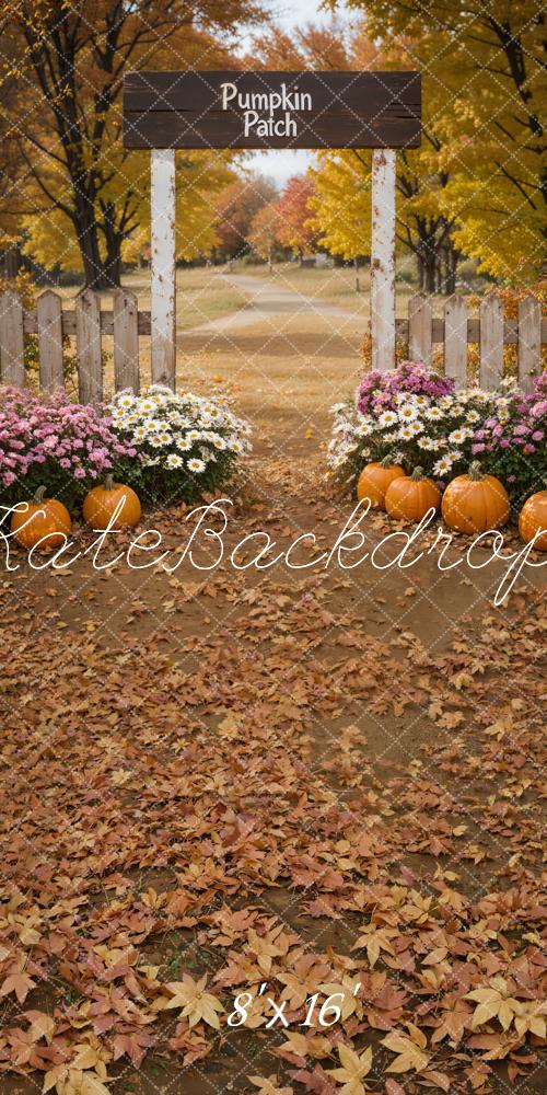 Kate Sweep Autumn Pumpkin Patch Pathway Fence Backdrop Designed by Emetselch - Image 2