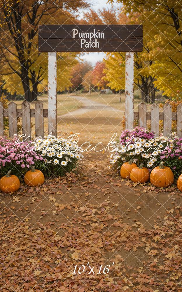 Kate Sweep Autumn Pumpkin Patch Pathway Fence Backdrop Designed by Emetselch - Image 3