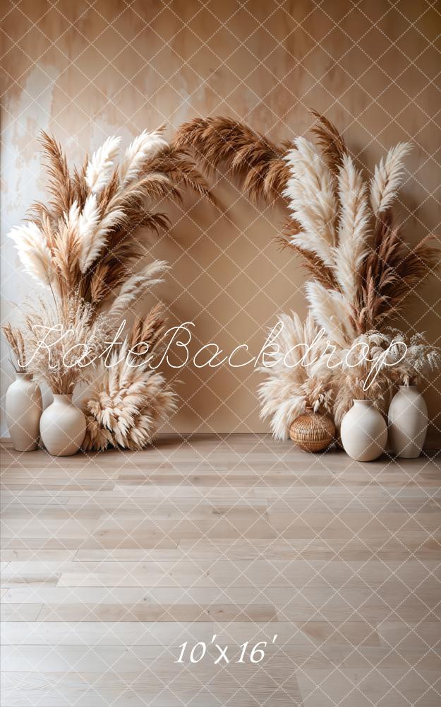 Kate Sweep Boho Floral Arch Beige Backdrop Designed by Emetselch - Image 2