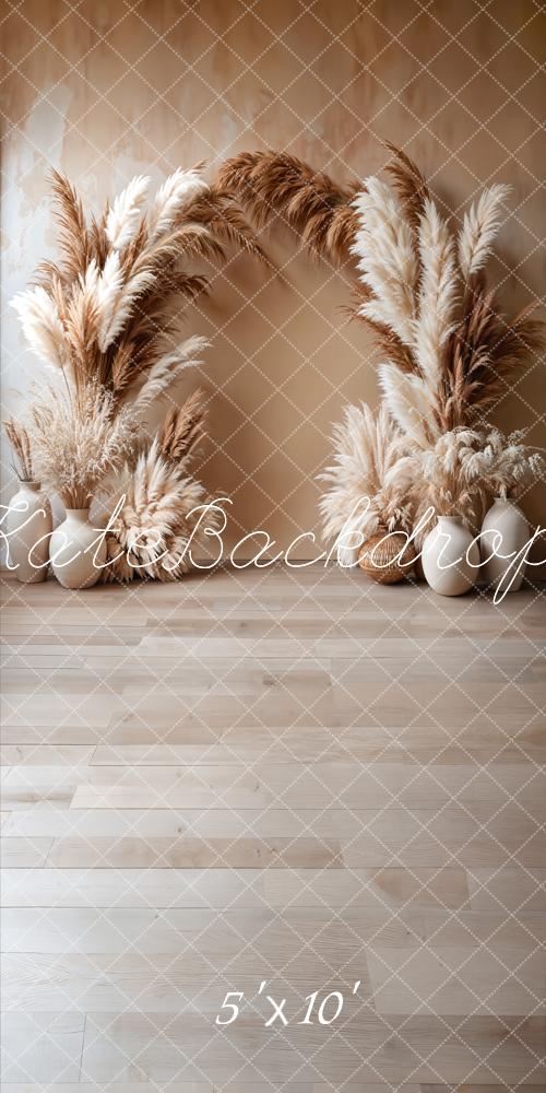 Kate Sweep Boho Floral Arch Beige Backdrop Designed by Emetselch - Image 6