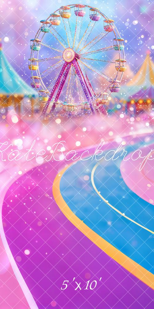Kate Sweep Carnival Ferris Wheel Pink Backdrop Designed by Emetselch - Image 2