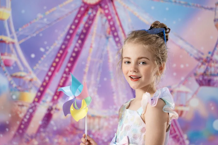 Kate Sweep Carnival Ferris Wheel Pink Backdrop Designed by Emetselch - Image 3