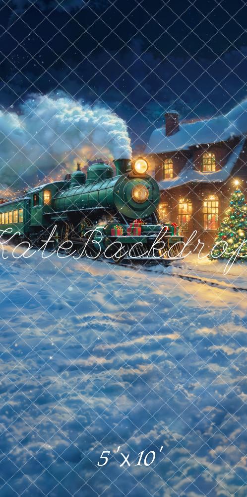 Kate Sweep Christmas Train Winter Snow Backdrop Designed by Chain Photography - Image 2