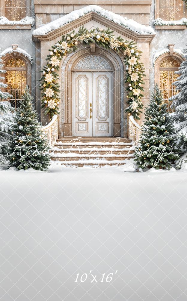 Kate Sweep Christmas Tree Snowy Garland Backdrop Designed by Emetselch - Image 2