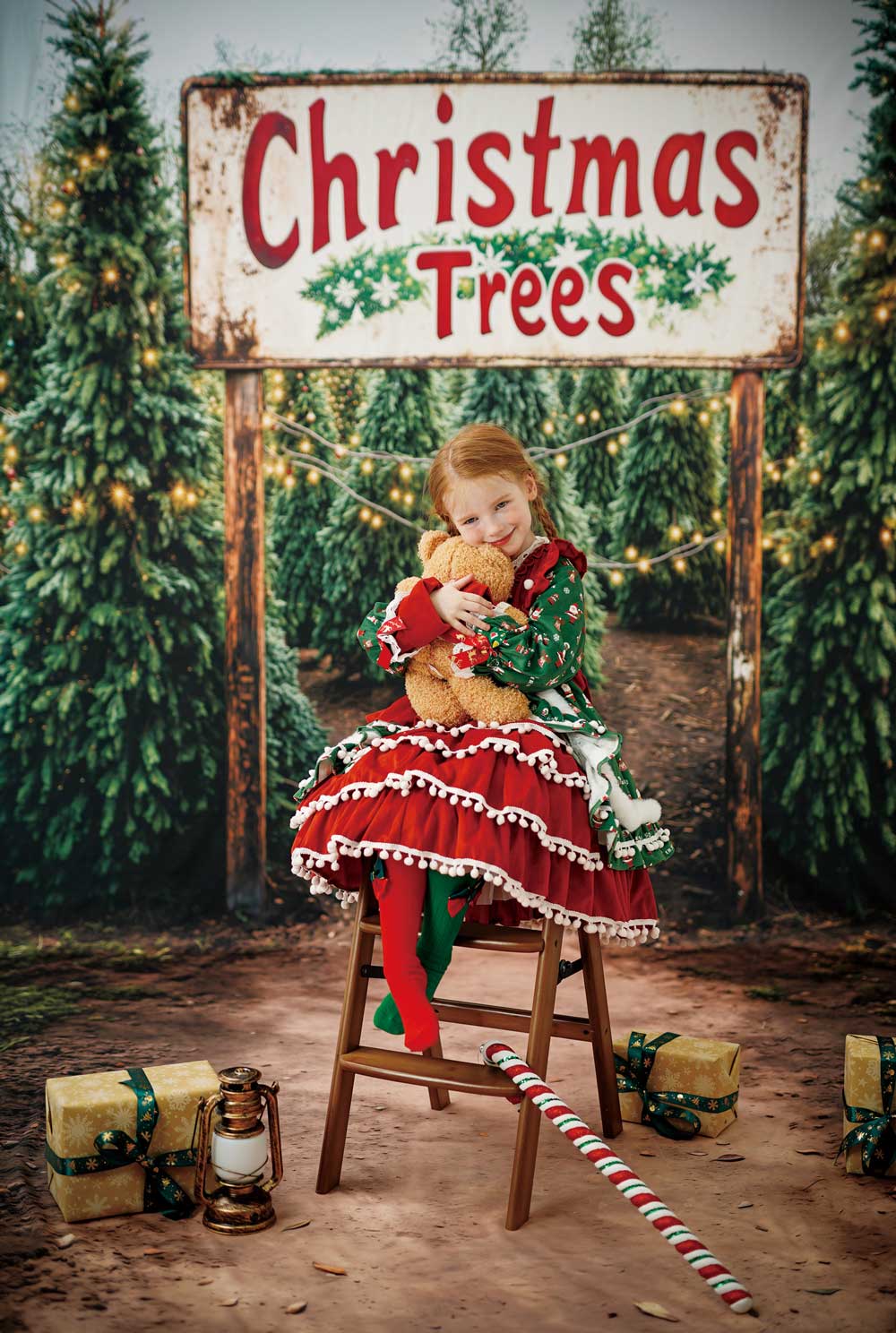 Kate Sweep Christmas Trees Farm Path Backdrop Designed by Emetselch - Image 5