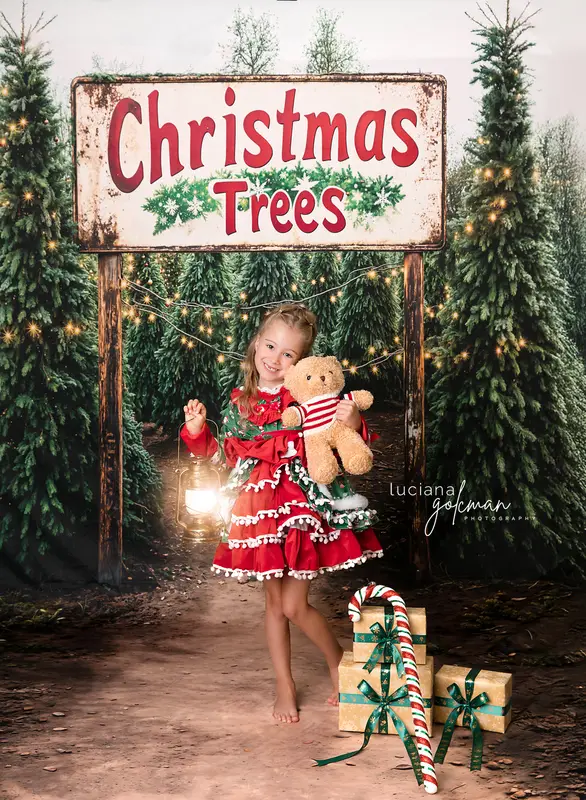 Kate Sweep Christmas Trees Farm Path Backdrop Designed by Emetselch - Image 6