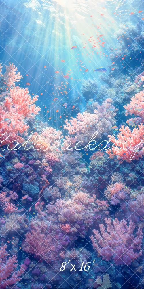 Kate Sweep Mermaid Underwater Coral Reef Backdrop Designed by Emetselch - Image 2