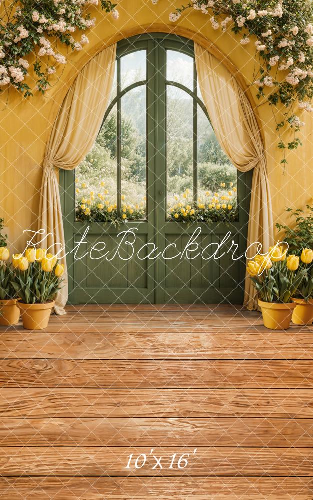Kate Sweep Spring Floral Arch Door Yellow Backdrop Designed by Emetselch - Image 2