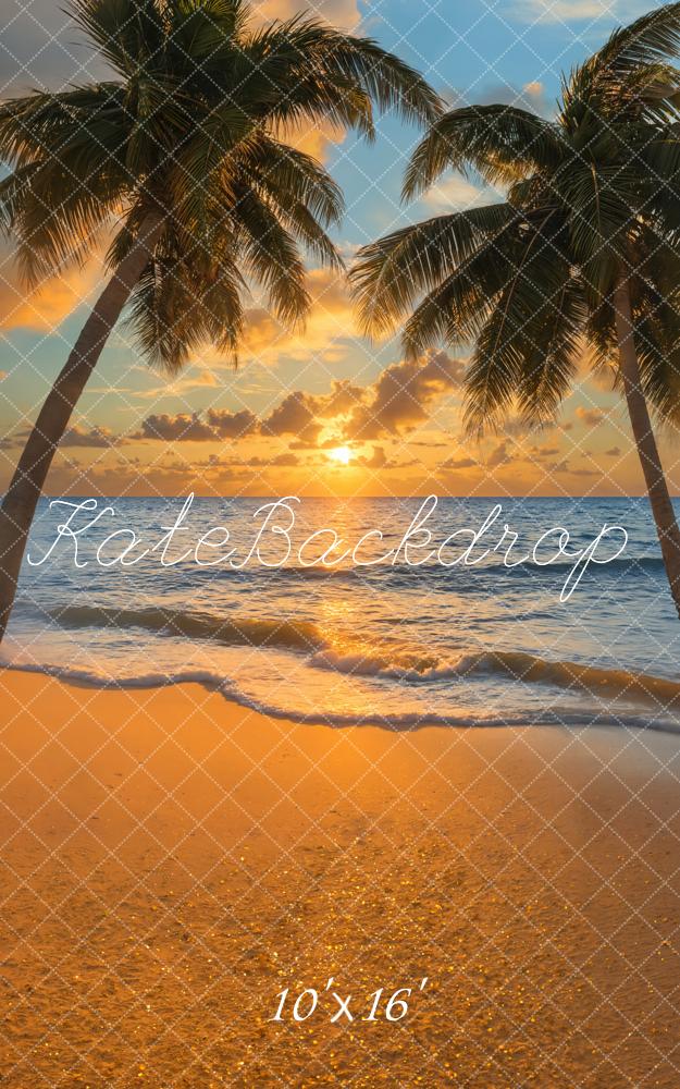 Kate Sweep Summer Beach Tropical Sunset Palm Backdrop Designed by Emetselch - Image 2