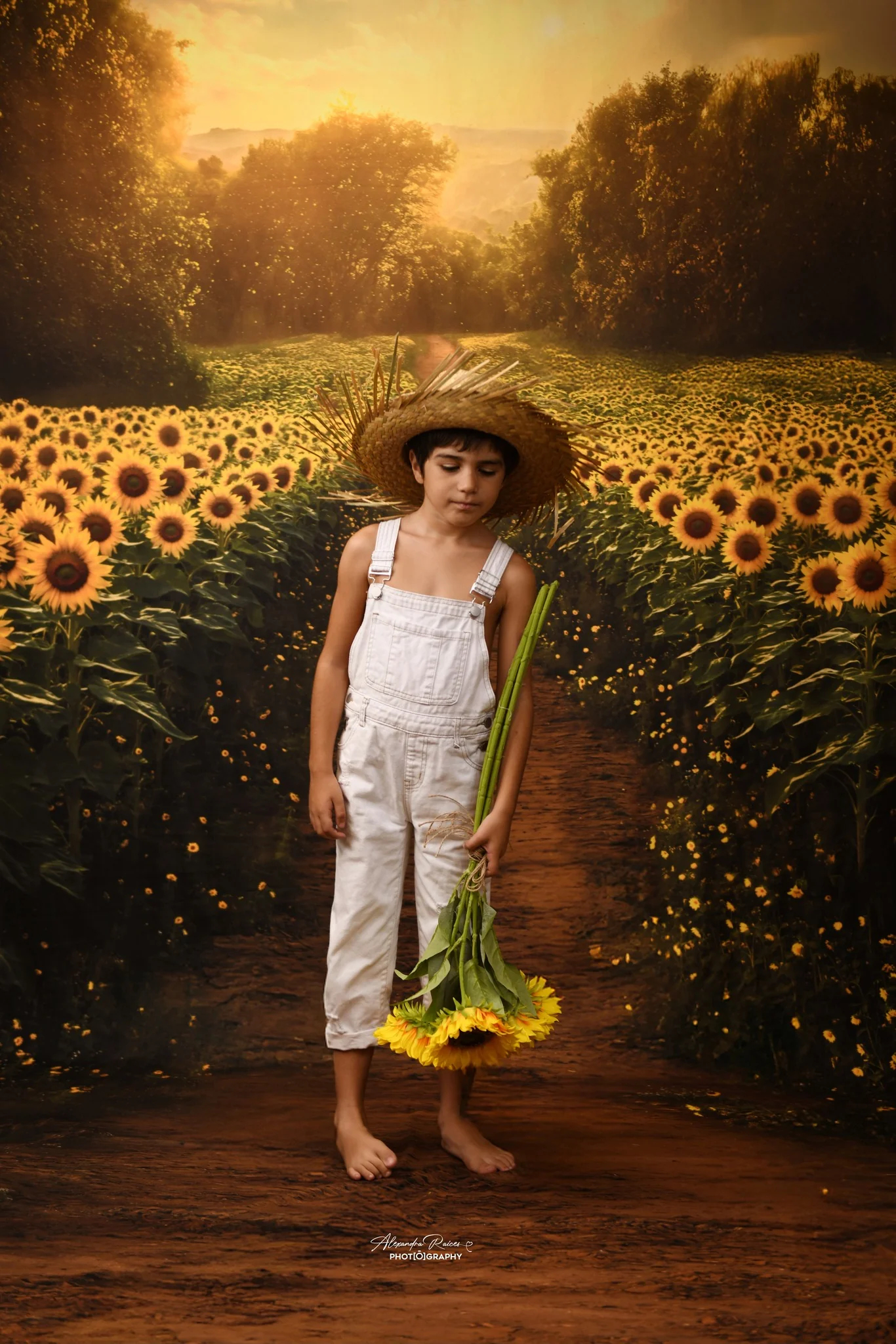 Kate Sweep Summer Sunflower Field Path Backdrop Designed by Emetselch