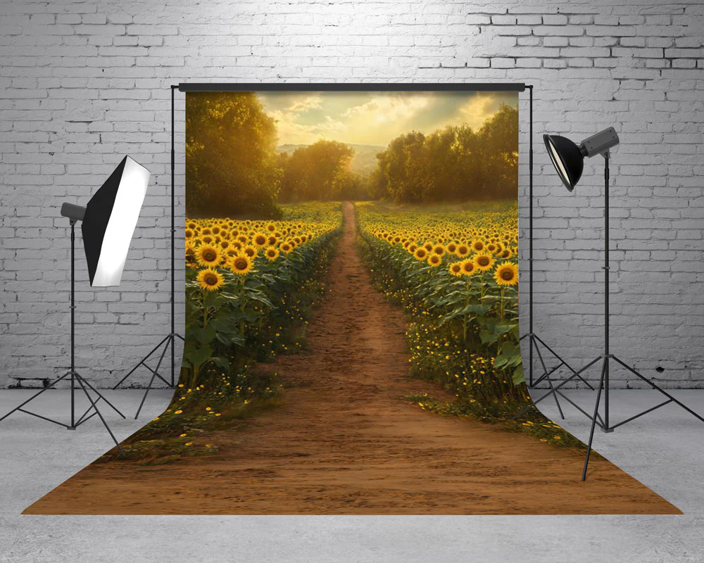 Kate Sweep Summer Sunflower Field Path Backdrop Designed by Emetselch - Image 2