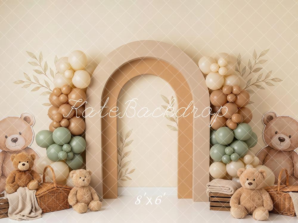 Kate Teddy Bear Balloon Arch Baskets Neutral Backdrop Designed by Patty Robert - Image 3
