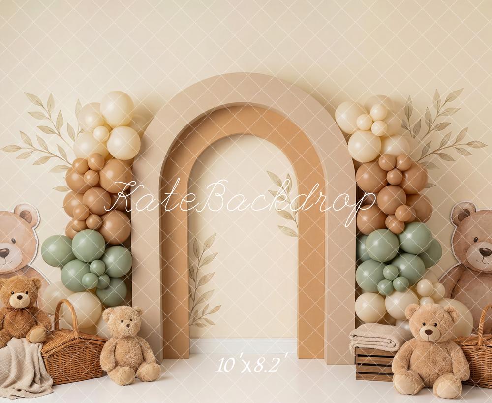Kate Teddy Bear Balloon Arch Baskets Neutral Backdrop Designed by Patty Robert - Image 6