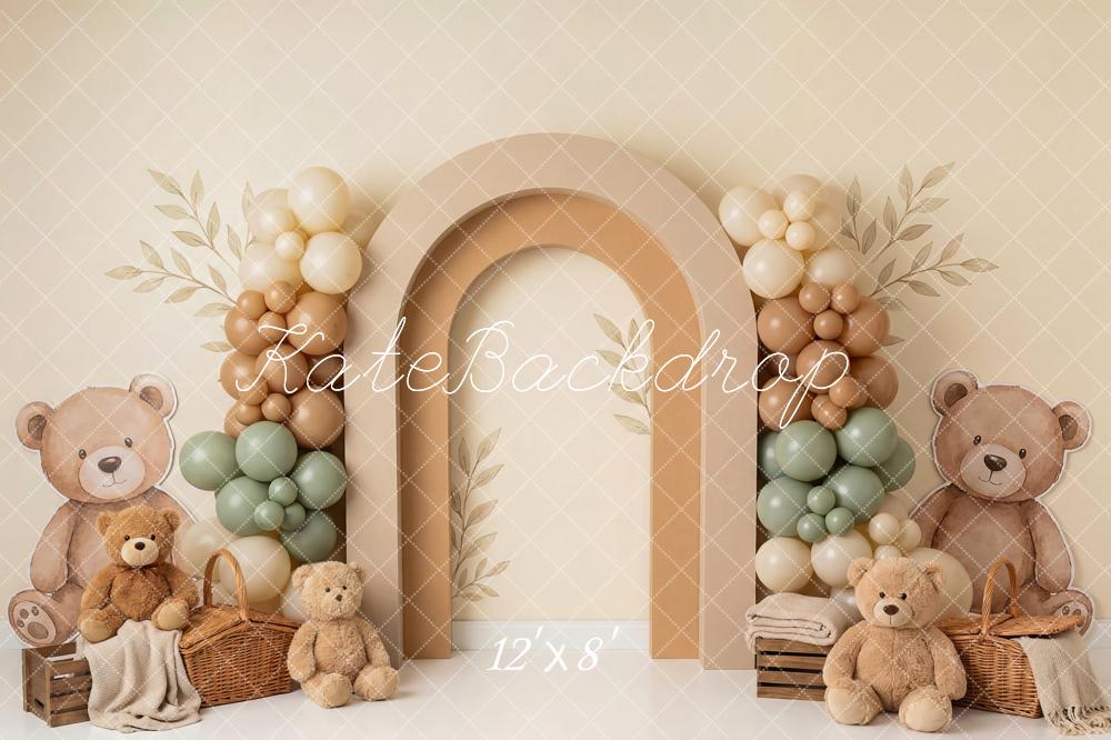 Kate Teddy Bear Balloon Arch Baskets Neutral Backdrop Designed by Patty Robert - Image 8