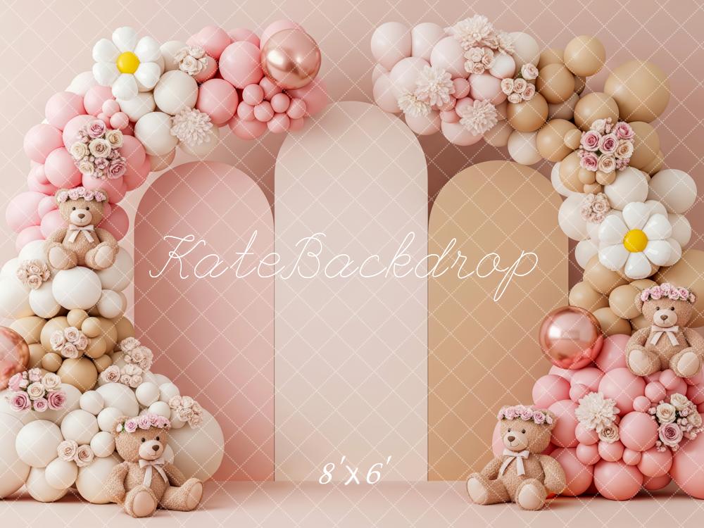 Kate Teddy Bear Balloon Arch Pastel Backdrop Designed by Patty Robert - Image 3
