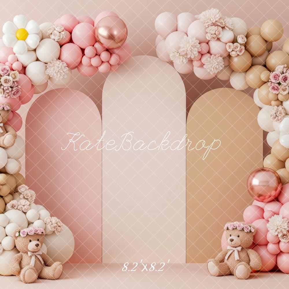 Kate Teddy Bear Balloon Arch Pastel Backdrop Designed by Patty Robert - Image 5
