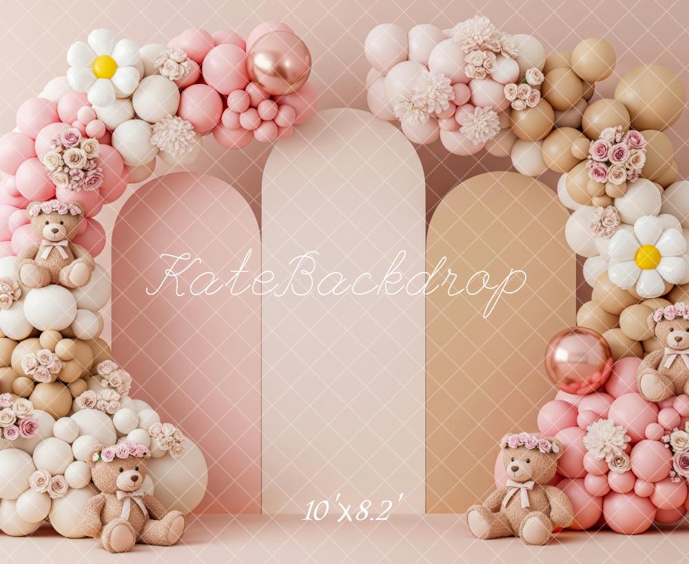 Kate Teddy Bear Balloon Arch Pastel Backdrop Designed by Patty Robert - Image 6