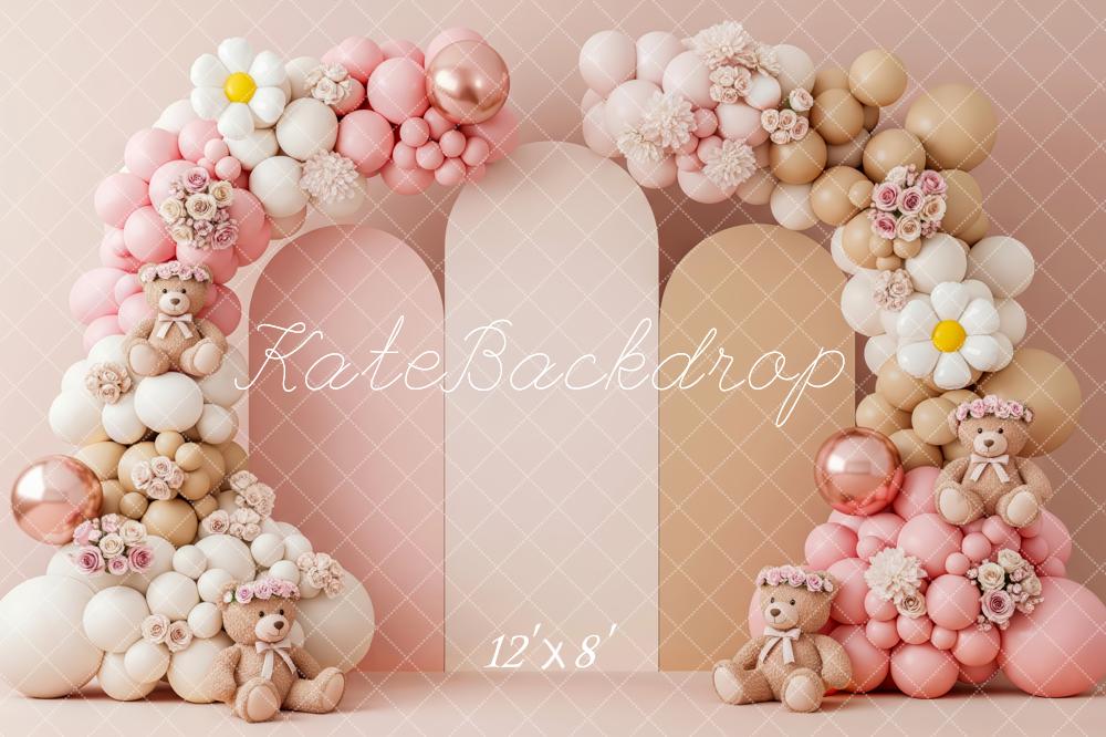 Kate Teddy Bear Balloon Arch Pastel Backdrop Designed by Patty Robert - Image 8
