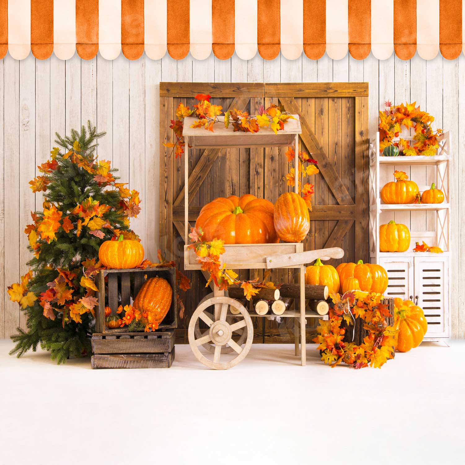 Kate Thanksgiving Pumpkins Harvest Store Backdrop for Photography - Image 2