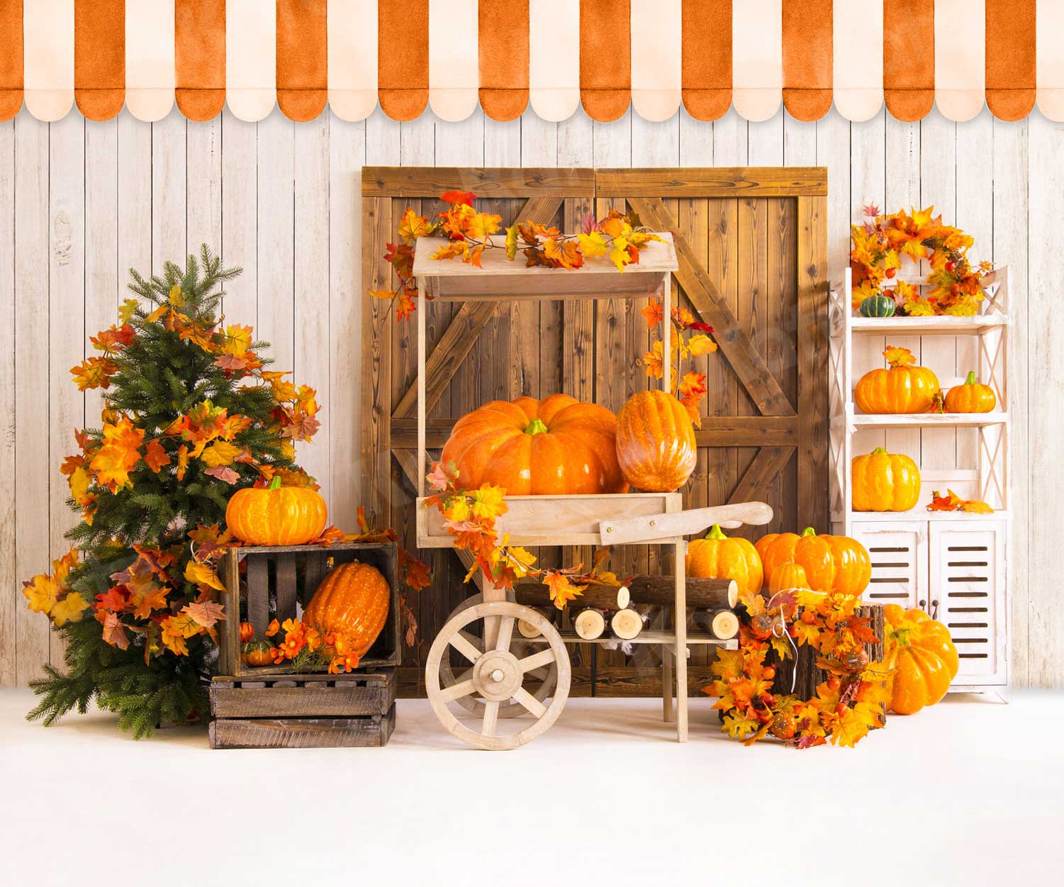 Kate Thanksgiving Pumpkins Harvest Store Backdrop for Photography - Image 3