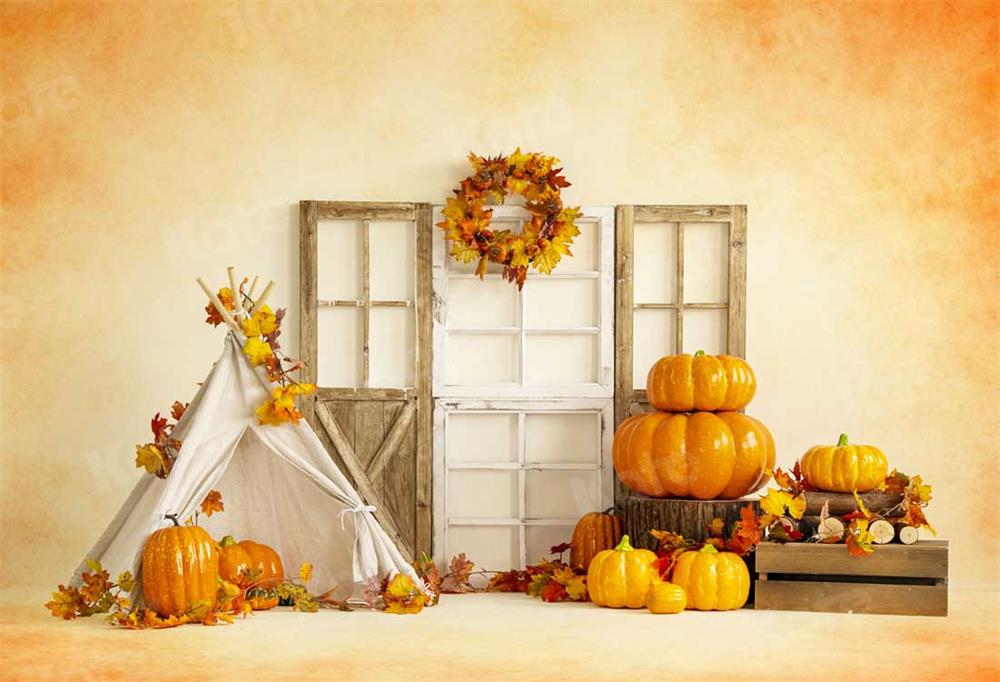 Kate Autumn Thanksgiving Sweet Harvest Pumpkins Backdrop for Photography - Image 2