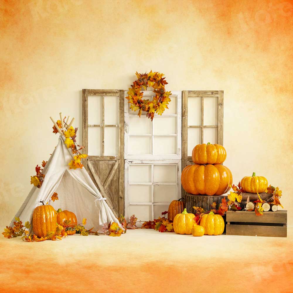 Kate Autumn Thanksgiving Sweet Harvest Pumpkins Backdrop for Photography - Image 3