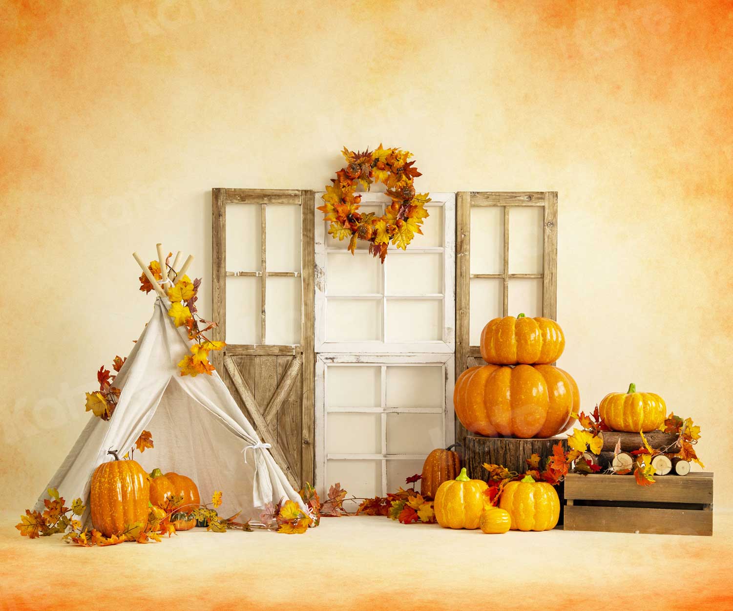 Kate Autumn Thanksgiving Sweet Harvest Pumpkins Backdrop for Photography - Image 4