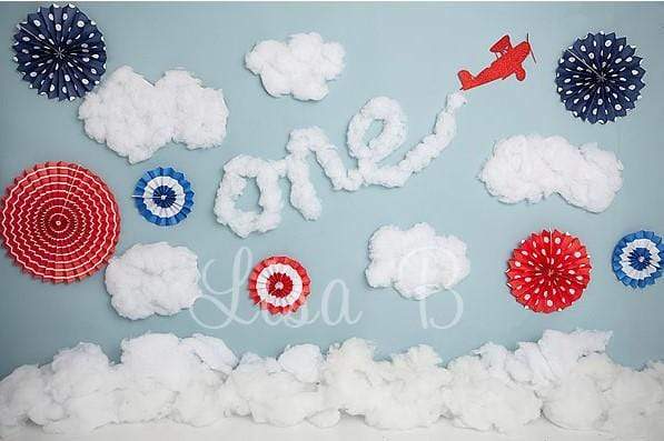 Kate Time Flies Clouds Birthday Children Backdrop for Photography Designed by Lisa B - Image 2