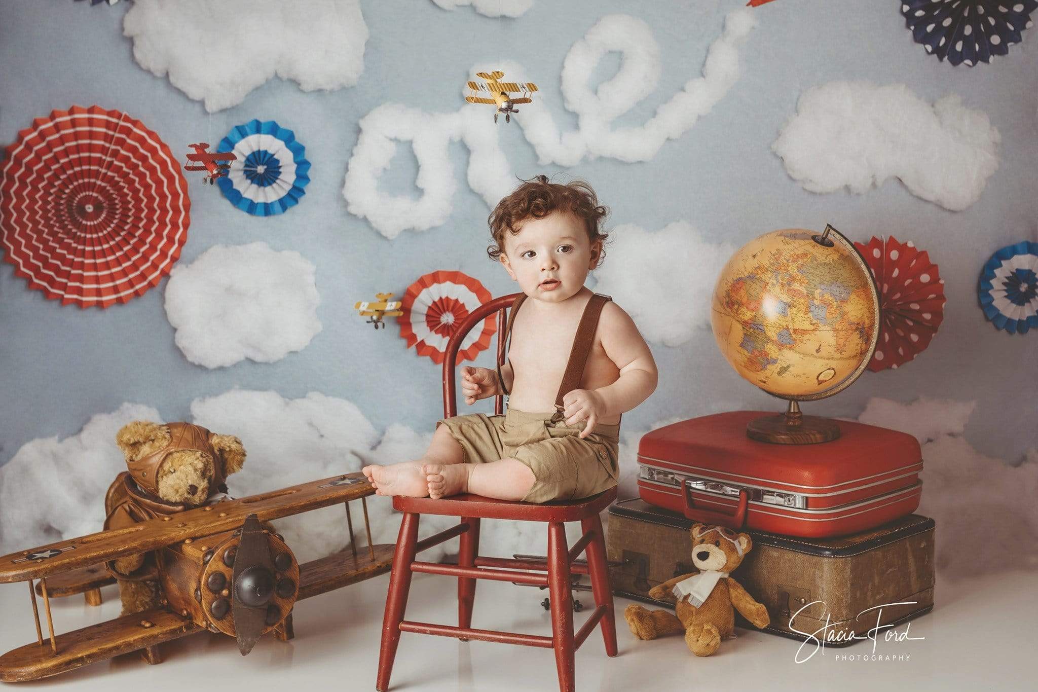 Kate Time Flies Clouds Birthday Children Backdrop for Photography Designed by Lisa B - Image 3