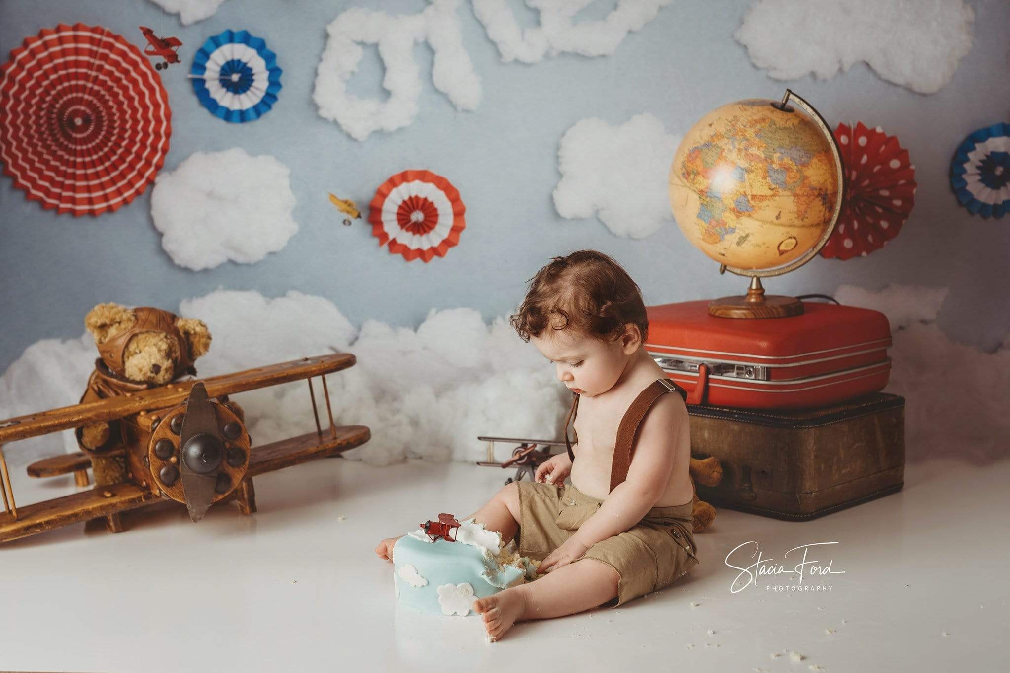 Kate Time Flies Clouds Birthday Children Backdrop for Photography Designed by Lisa B - Image 4