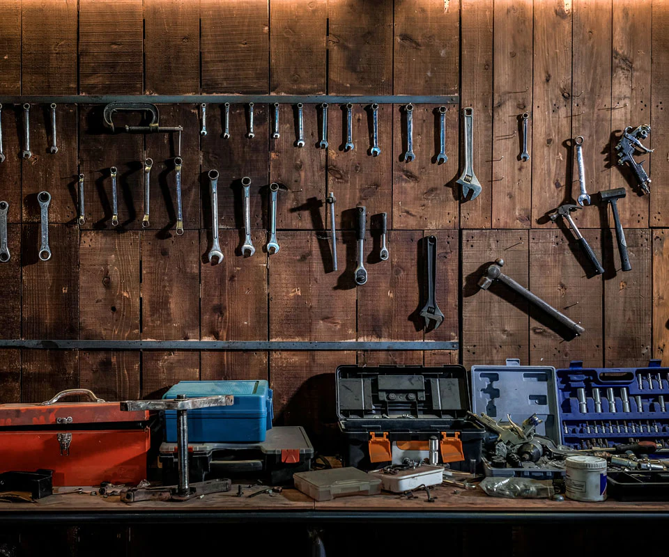 Kate Tool shelf against a table vintage garage backdrop for boy/Father's Day - Image 12