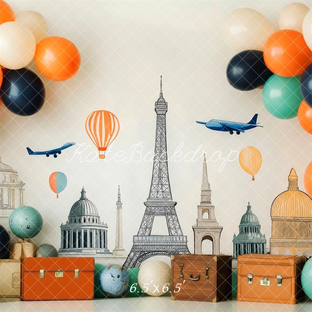 Kate Travel Around the World Balloons Globes Backdrop Designed by Patty Robert - Image 2