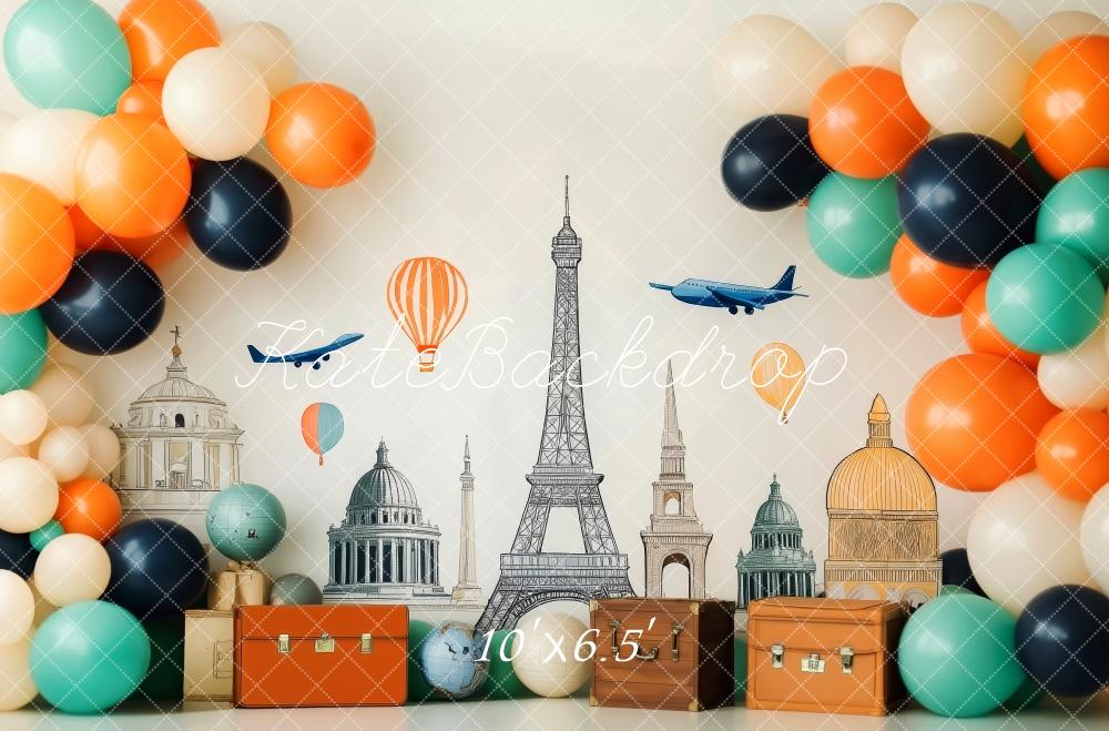 Kate Travel Around the World Balloons Globes Backdrop Designed by Patty Robert - Image 3