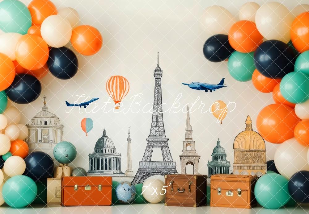 Kate Travel Around the World Balloons Globes Backdrop Designed by Patty Robert - Image 5