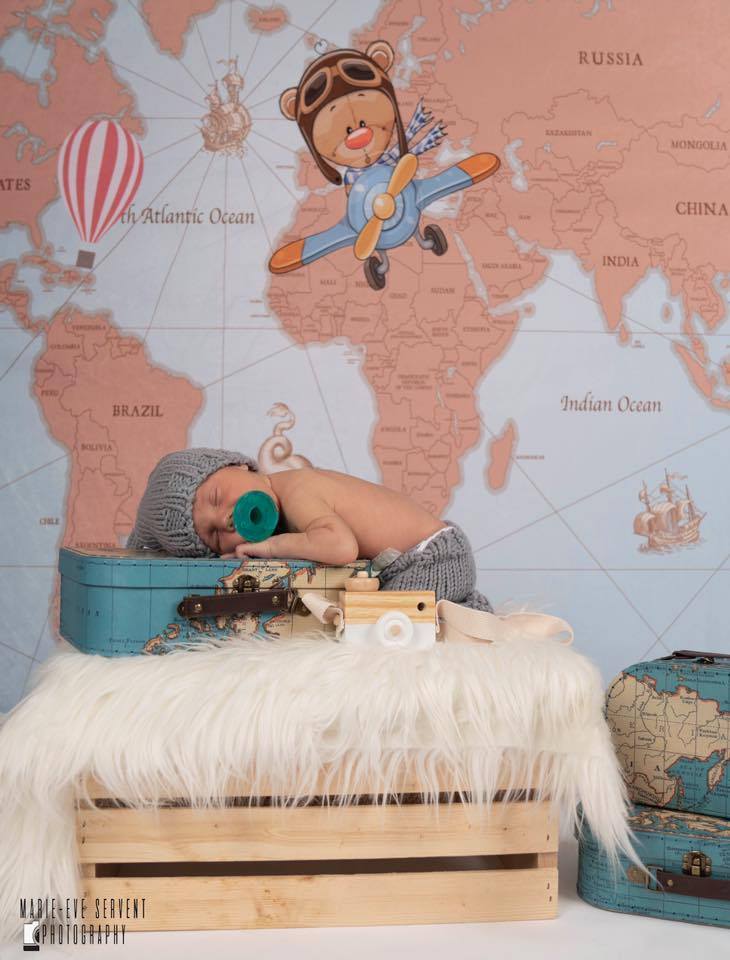 Kate Travel Around the World Pilot Children Backdrop for Photography Designed by JFCC - Image 3
