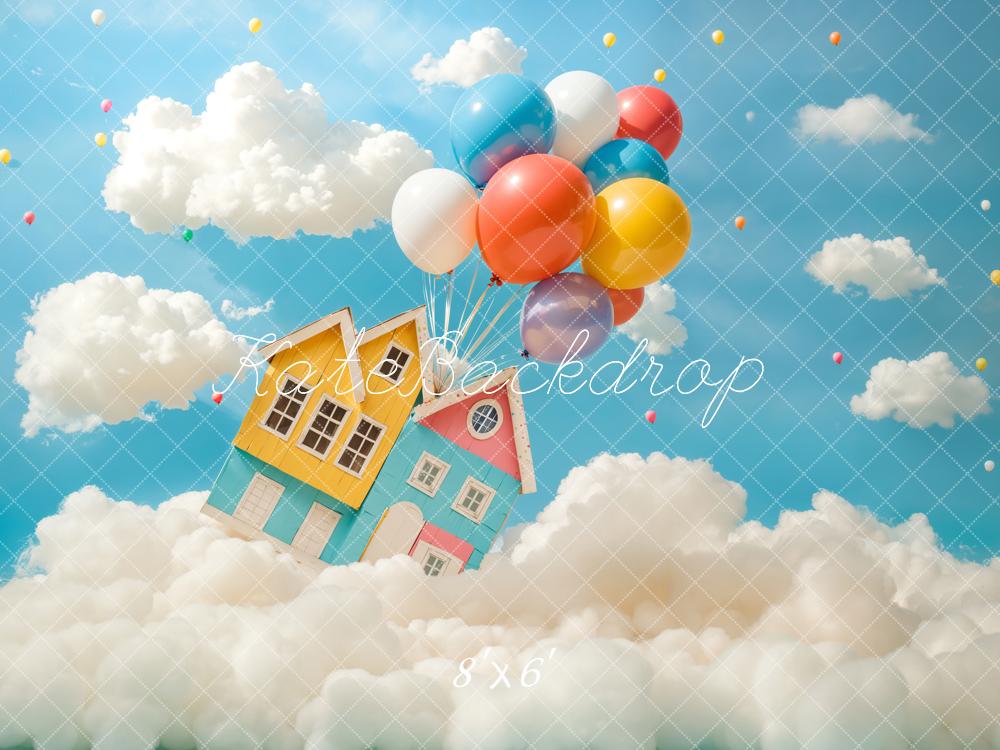 Kate Travel Fantasy Flying House Balloon Backdrop Designed by Chain Photography - Image 3
