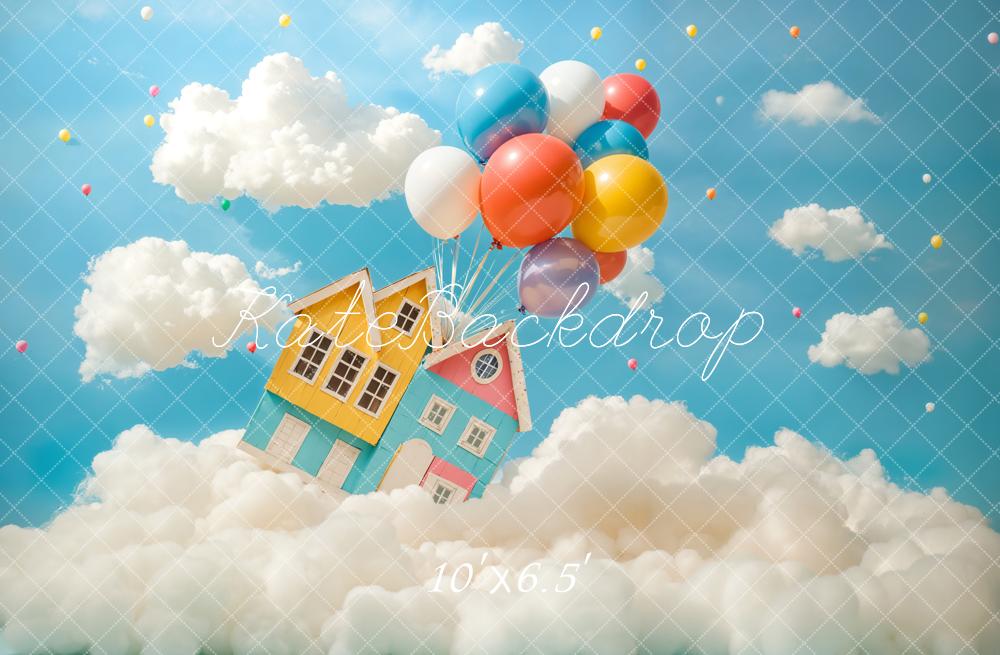 Kate Travel Fantasy Flying House Balloon Backdrop Designed by Chain Photography - Image 4