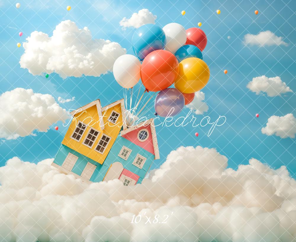 Kate Travel Fantasy Flying House Balloon Backdrop Designed by Chain Photography - Image 5