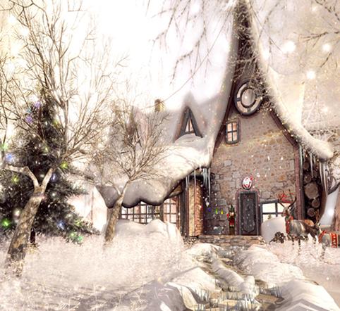Kate Winter Fairy Tale House Backdrops for Merry Christmas Photography - Image 2