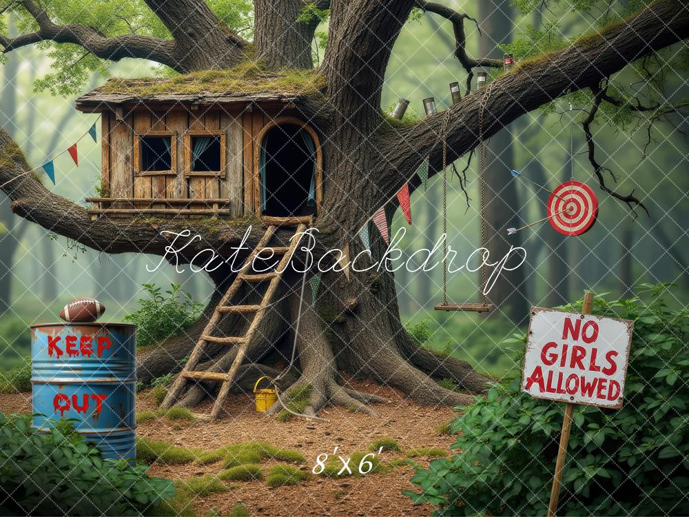 Kate Treehouse Forest Keep Out Sign Backdrop Designed by Laura Bybee - Image 3