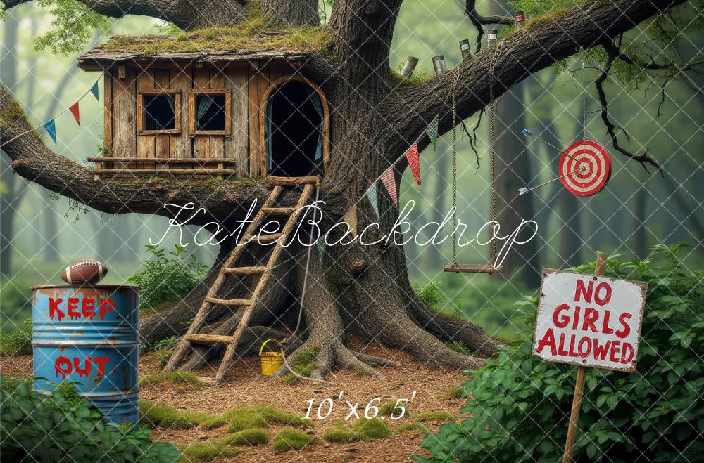 Kate Treehouse Forest Keep Out Sign Backdrop Designed by Laura Bybee - Image 4